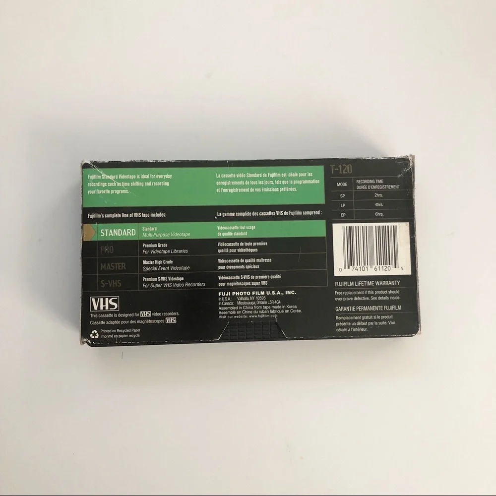 Blank Fuji Film 6 Hour Vhs Tape